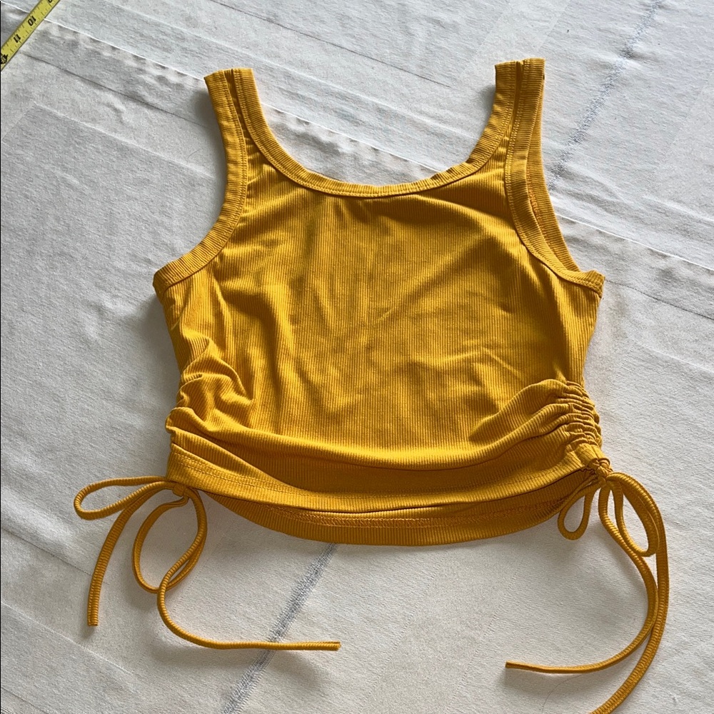Mustard Yellow Ruched Tank Top Junior Medium
